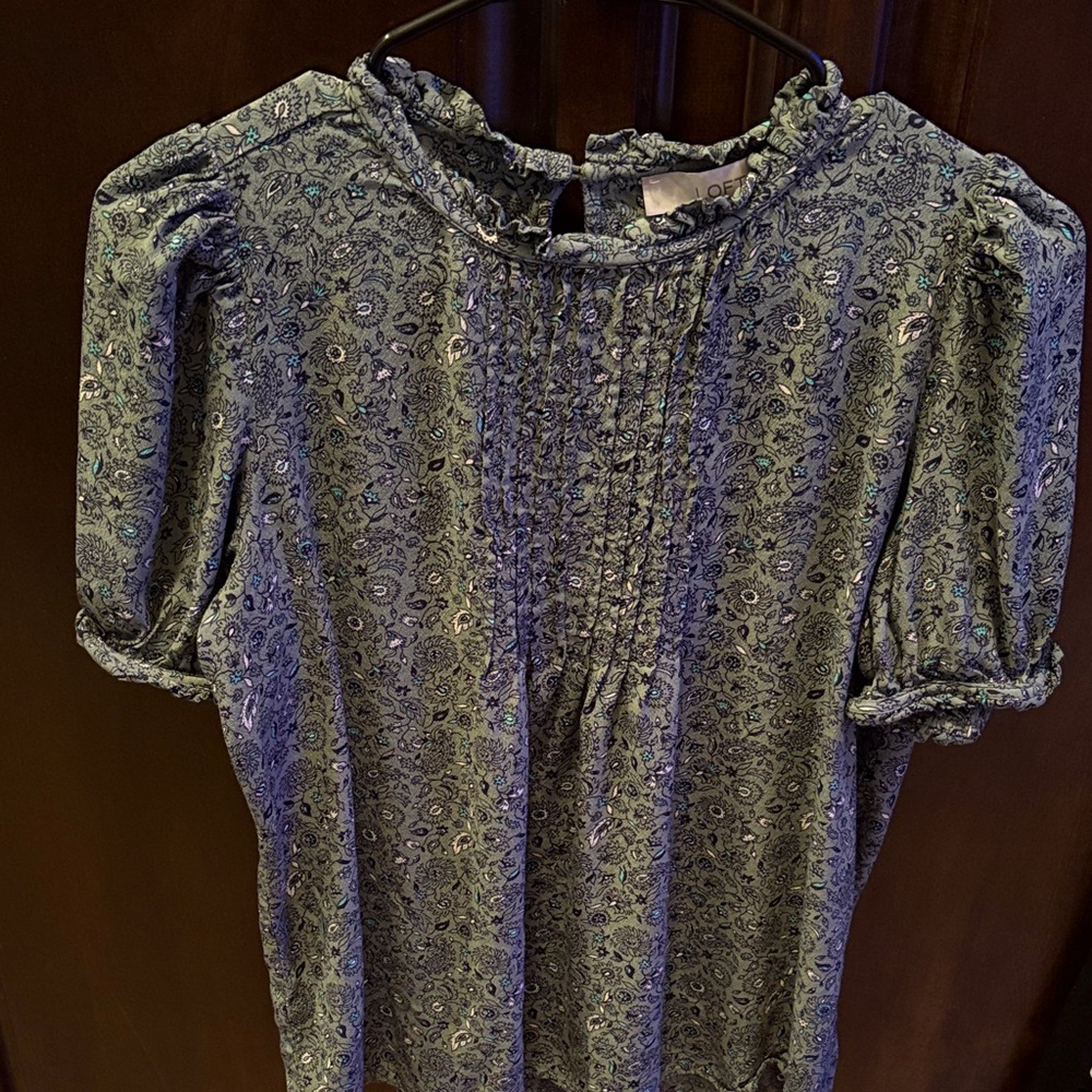 LOFT Paisley Patterned Blouse in Blue and Green